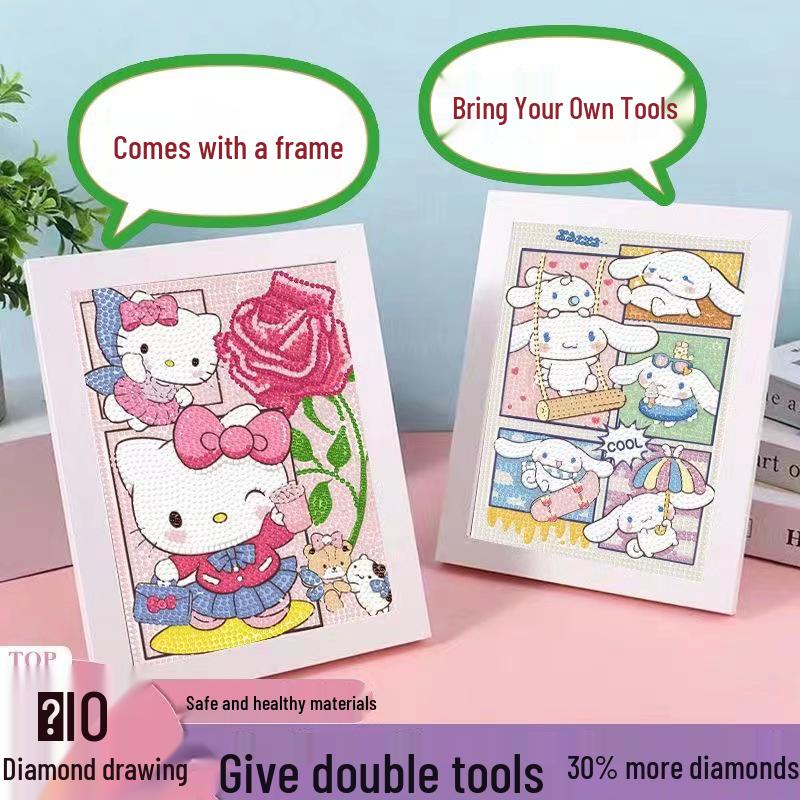 Kuromi Cartoon Diamond Painting Kit: Peace & Joy DIY Gift for Students and Kids.