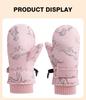 Quick-Drying Waterproof Kids' Ski Gloves with Cartoon Print - Thickened, Plus Velvet for Autumn and Winter