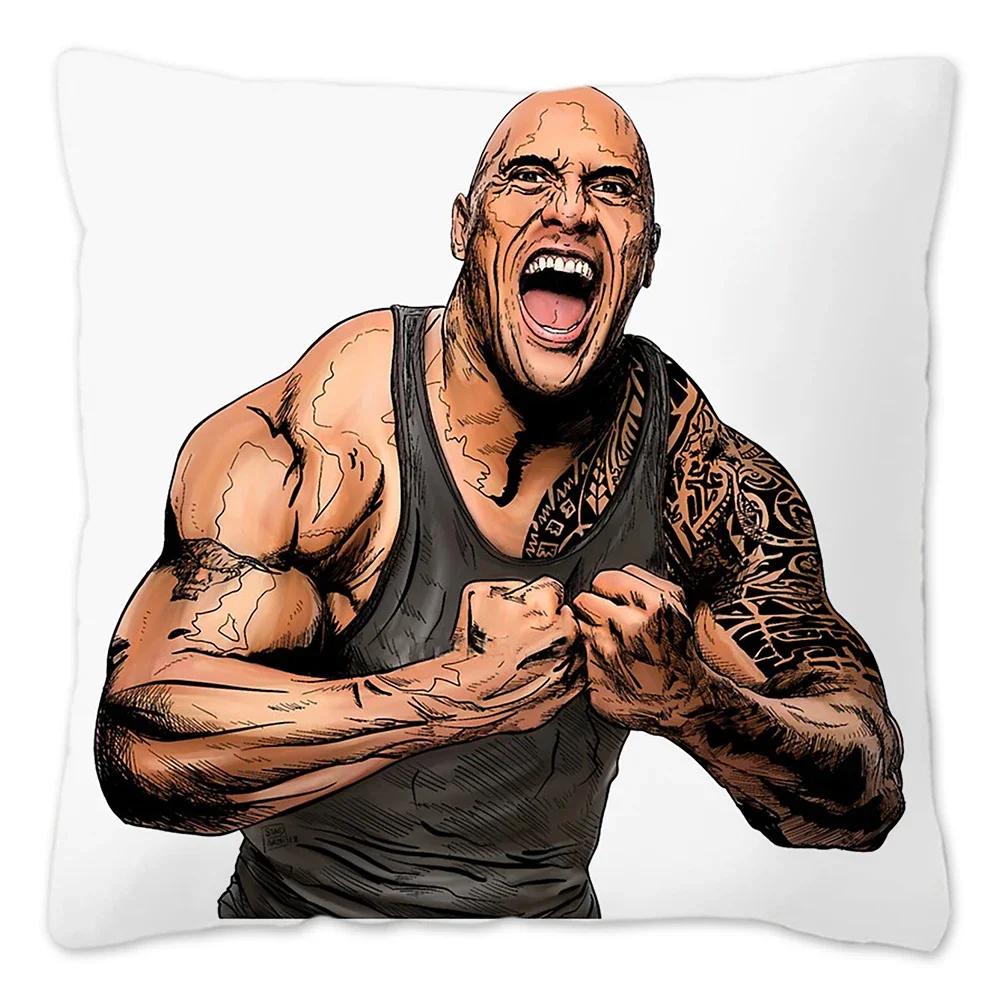 The Rock Face Dwayne Cushion Cover For Sofa Home Decorative American Actor Johnson Throw Pillow Cover Soft Velvet Pillowcase