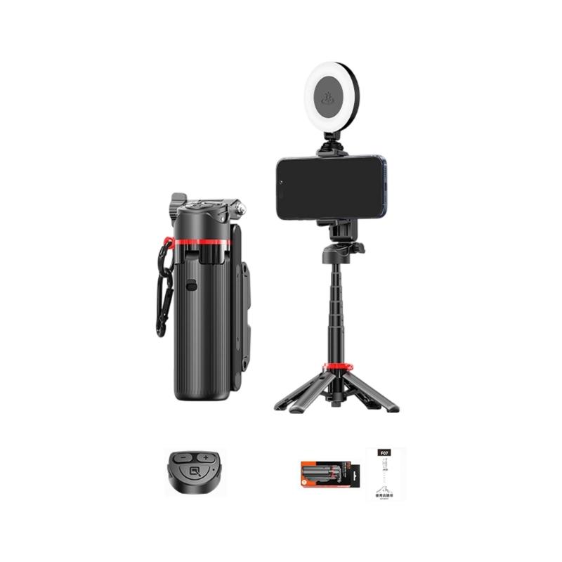 Wireless Remote Operated Selfie Stick Desk Tripod Featuring Quick Open Button and Six Section Extendable Design