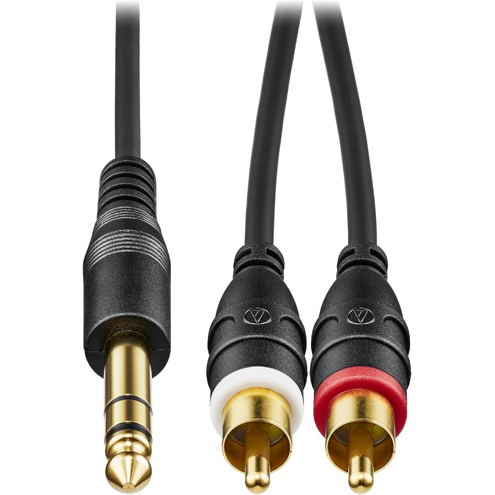Audio-Technica RCA Cable (Phi6.3mm Stereo Standard Plug - RCA Plug x 2) 3.0m for Electronic Piano, Mixer, Amplifier, Speakers, Audio Cable