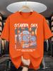 Unisex T-shirt [1pc Graphic Print T-Shirt] Summer Casual Crew Neck T-Shirt, Polyester Knit Fabric with Slight Stret
