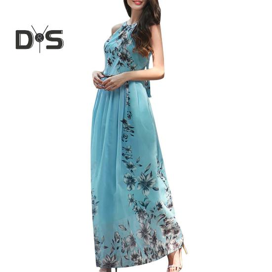Dámské květinové maxi šaty bez rukávů, šifonové midi šaty s výstřihem do V, letní boho letní šaty s páskem na dovolenou, svatbu, koktejl, ples, večírek