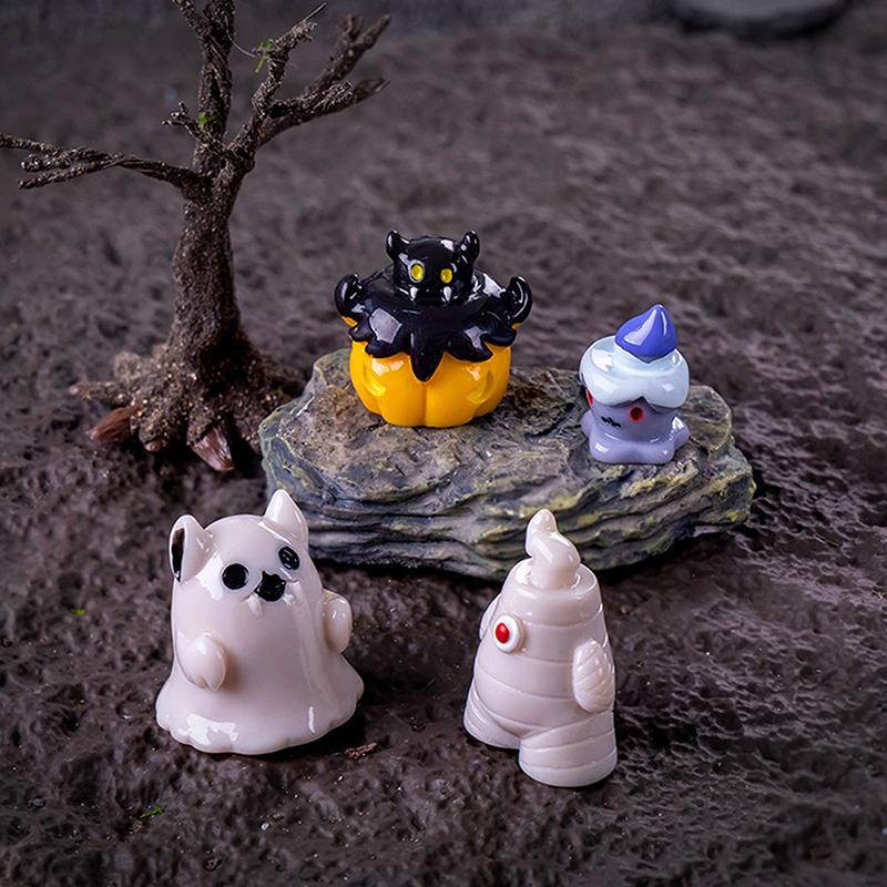 Halloween Micro Landscape Decoration Miniature Figurines Cartoon Resin Small Ornaments Crafts Cute Pumpkin Ghost Decoration