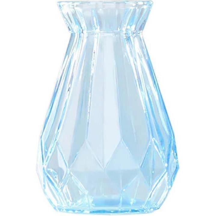 Vase blue transparent heavy glass vase origami flower arrangement green plant hydroponic decoration