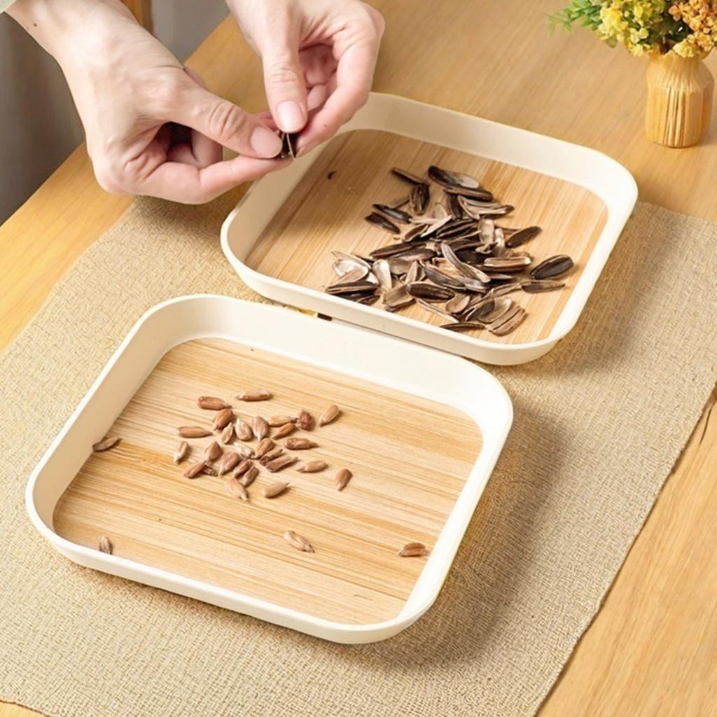 New 4/8Pcs Square Plastic Bone Spitting Dish Stackable Dinner Plate Cake Dessert Snack Plate Dish For Kitchen Tableware