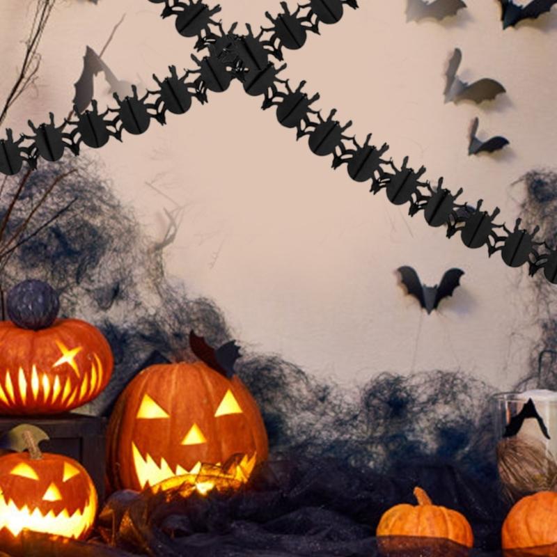Halloween Paper Garlands Decoration Props Pumpkins/Spiders Shaped Banners Flags Holiday Themed Home Party Ornament