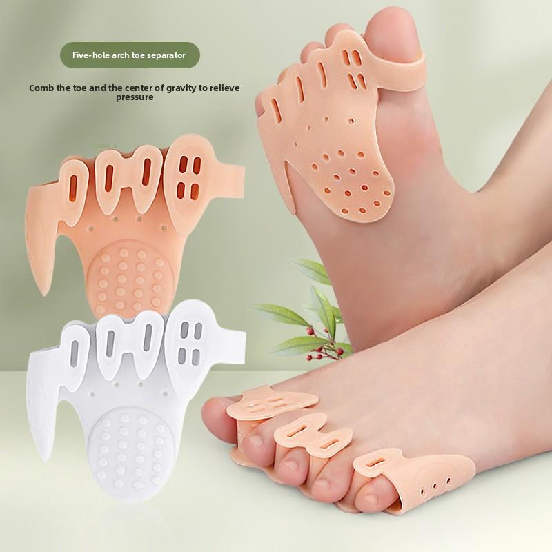 Five-hole Toe Splitter, Thickened Pedicle Shock Absorption and Pressure Relief Arch Massage Half-yard Pad, Hallux Valgus Arch Orthopedic Cover