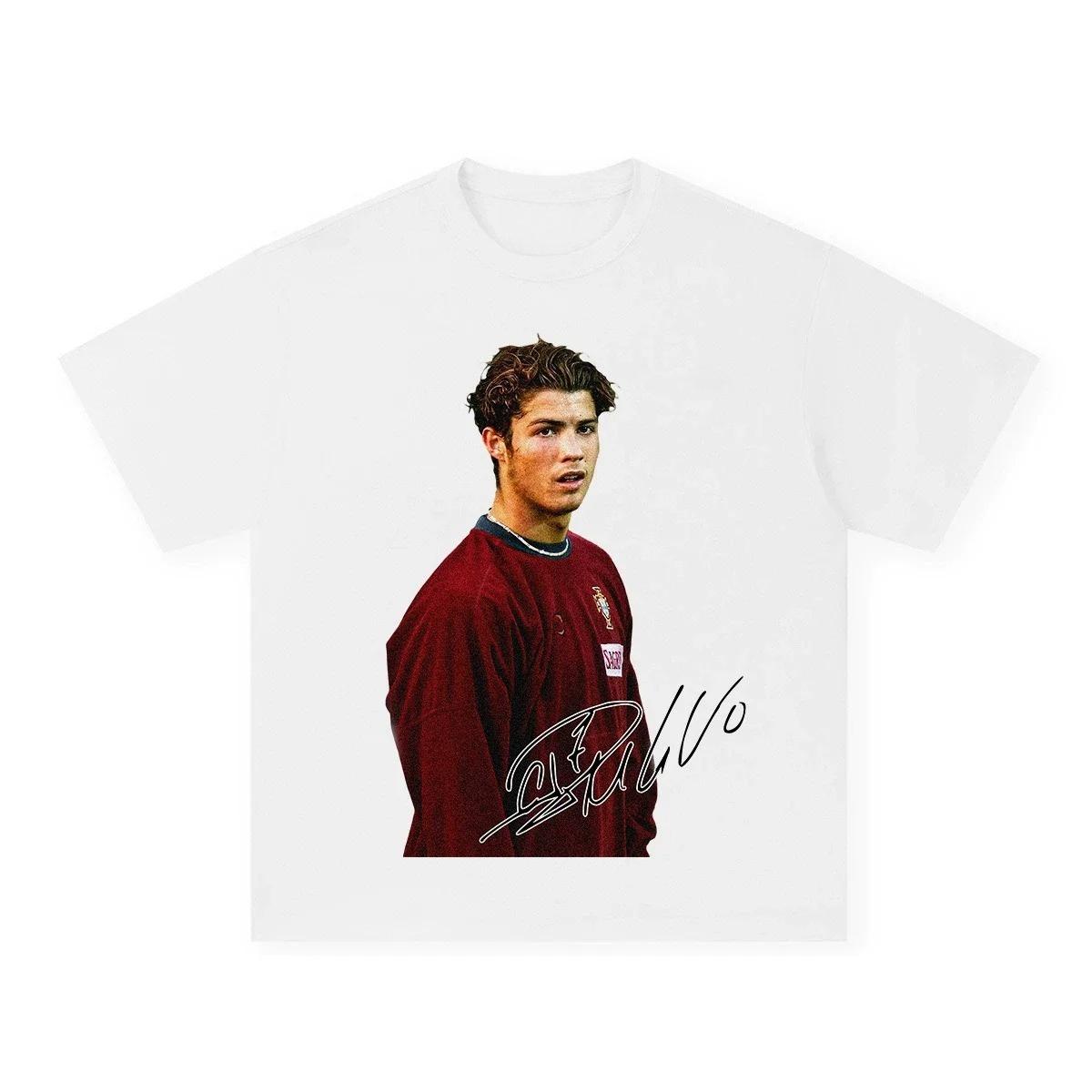 

2026 Summer Fashion Trendy Vintage Football Player Ronaldo Printed Graphic T-Shirt Casual Cotton Tee Streetwear Loose Fit Daily Wear Comfort Top XXXL