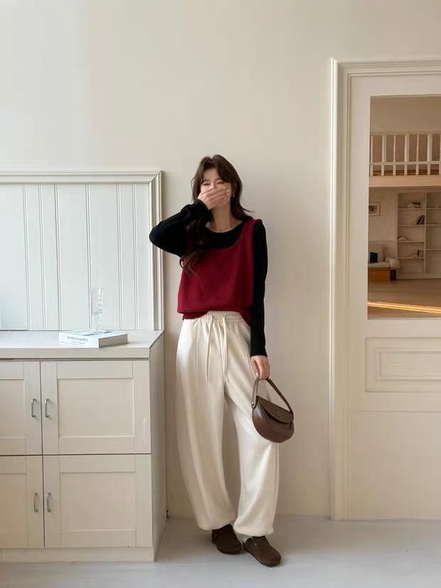 

2026 Spring Women s High-Waisted Wide-Leg Drawstring Pants: Loose, Versatile, Casual, Slimming, Long Lazy Style Small мигдалевий/бежевий