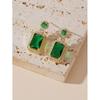Green Color Square Crystal Stone Jewelry Set Classic Fashion Retro Earrings Necklace Bridal Birthday Girl Gift Wedding