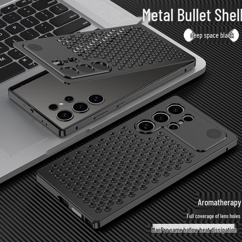 

Металлический охлаждающий чехол-ароматерапия для Samsung S26 Ultra: Защитный чехол с защелкой, устойчивый к падениям, для S25 и S24 Ultra Samsung S23Ultra [with aromatherapy] чёрный