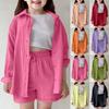 Kinder Mode Bequem Lässig Farbe Langarm Strickjacke Shorts Set
