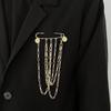 Men's Trendy Long Chain Suit Brooch - European & American Style Pin with Unique, High-End Design