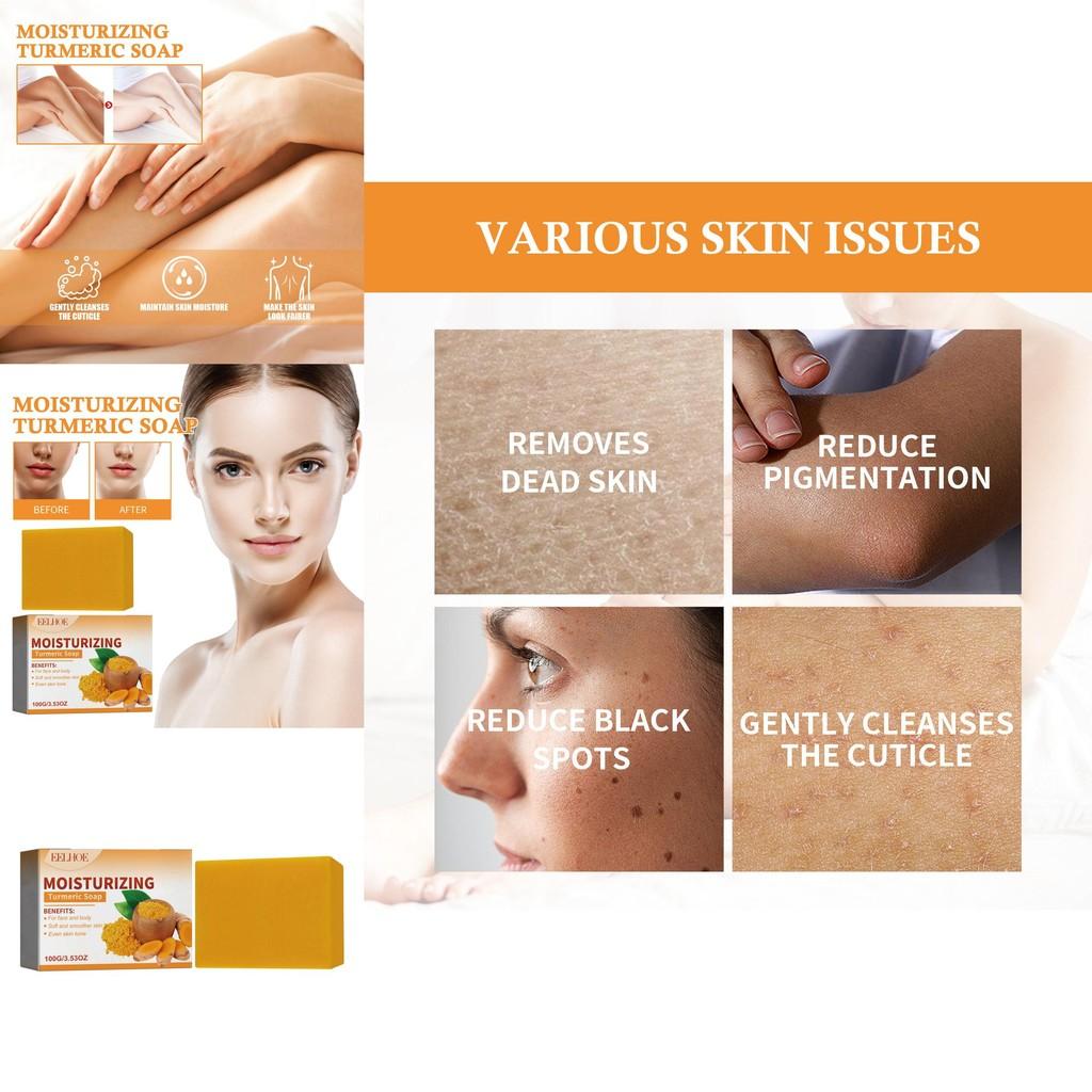 Eelhoe Turmeric Whitening Skin Soap For Elbows Knees And Intimate Areas Nourishing Hydrating And Brightening Effect