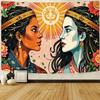 1pc Wall Tapestry Boho Chic Sunburst Tapestry with Floral & Star Motifs for Bohemian Decor