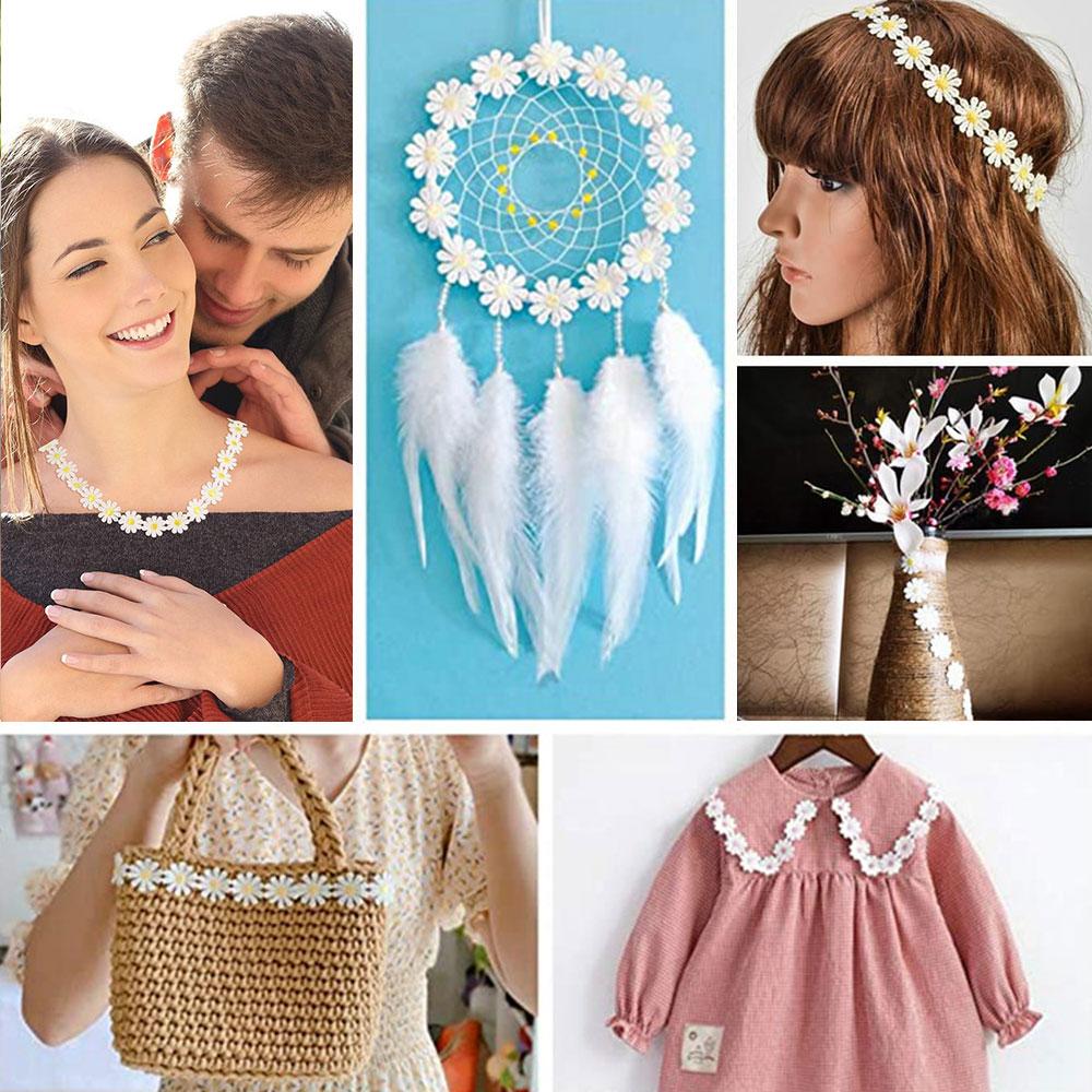 Tessuto di Pizzo Bianco Ricamato con Fiori di Margherita, Larghezza 2,5/3,5CM, Nastro di Pizzo, Colletto per Abito, Cappello, Accessori per Capelli, Rifinitura per Cucito, Decorazione