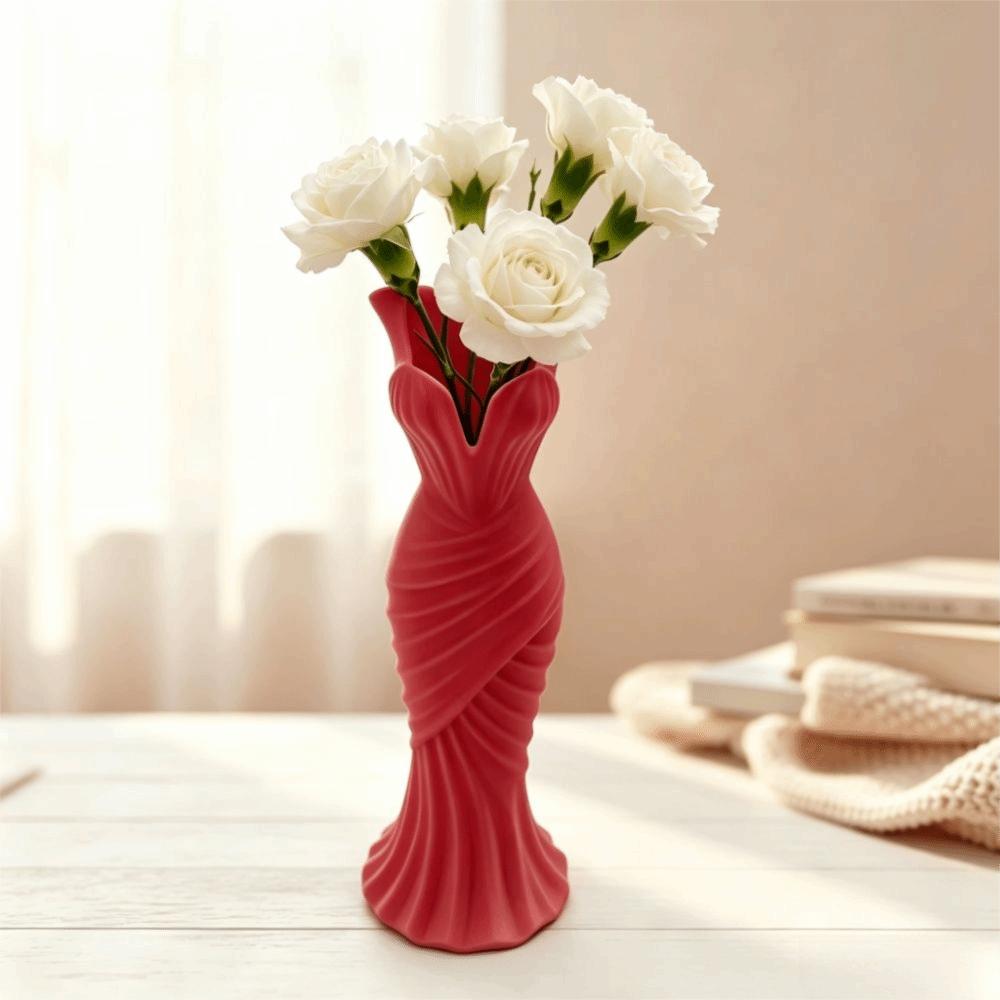 Gown-Shaped Elegant Dress Vase Twisted Design Decorative Vase Office Tabletop Ornaments