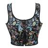 Womens Sexy Bustier Corset Top Eyelet Lace-up Floral Print Push Up Crop Tops Vintage Tank Top Party Clubwear Bodice