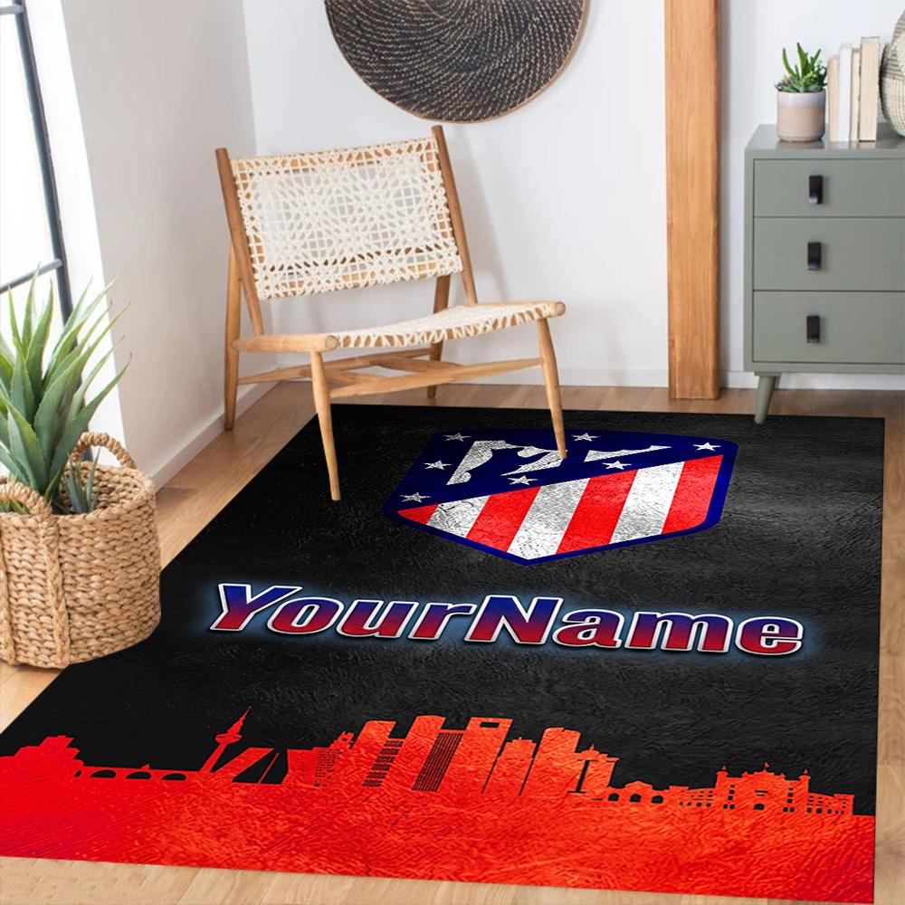 Atletico Madrid Customized Name Carpet Perfect for Foyer Game Room Balcony Dormitory Antislip Carpet Anime Office Decor Gift for Festivals