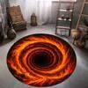 Flaming Black Hole Rug, Fiery Orange & Red Vortex Circle Carpet, Cosmic Portal Energy Mat for Dramatic Room Decor Fashionable