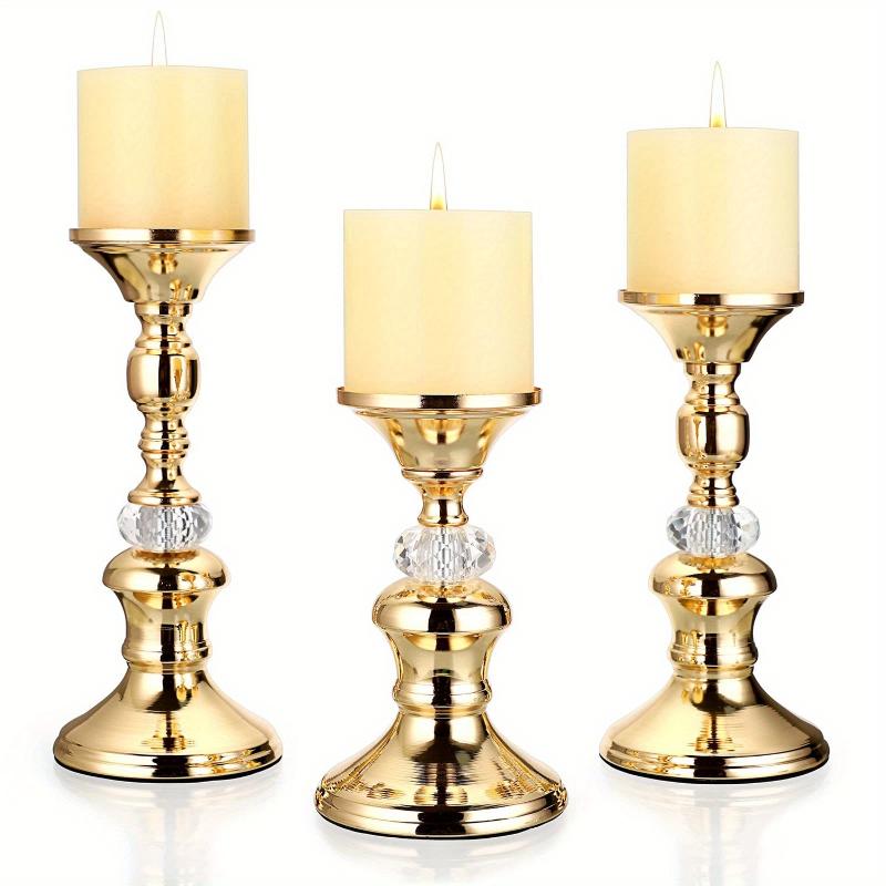 1pc Iron Candlestick Roman ColumnVintage Metal Pillar Candlestick Holders Elegant Crystal Candle Stands Home Decoration