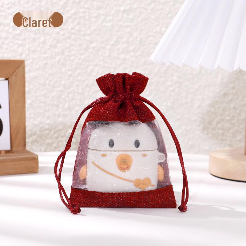 Drawstring Linen Jewelry Gift Bag - Composite Linen Storage Bag Available