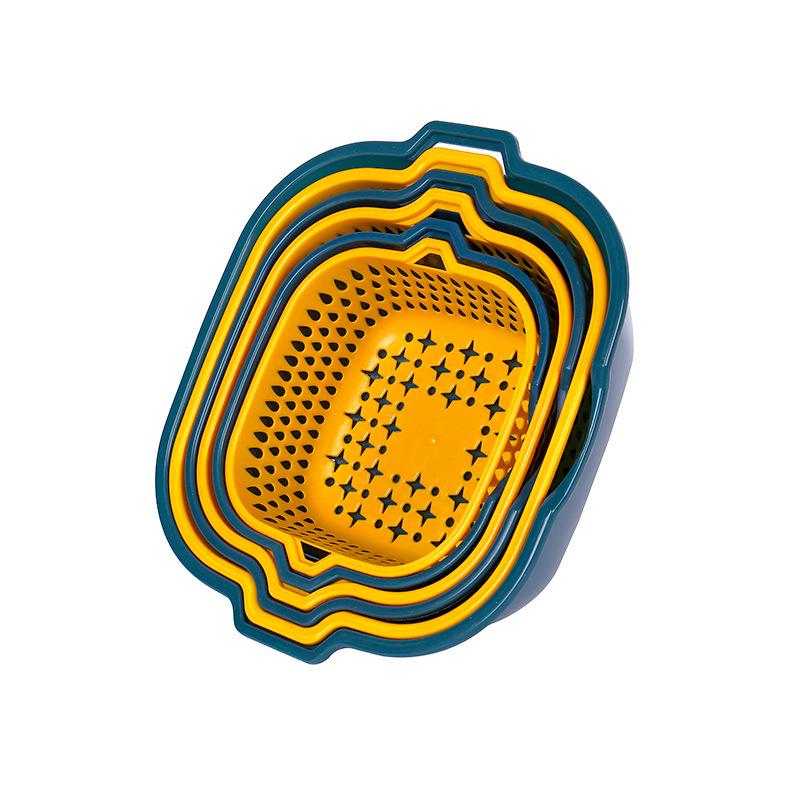 Double-Layer Drain Basket Set: 6-Piece Creative Kitchen Vegetable and Fruit Wash Basin