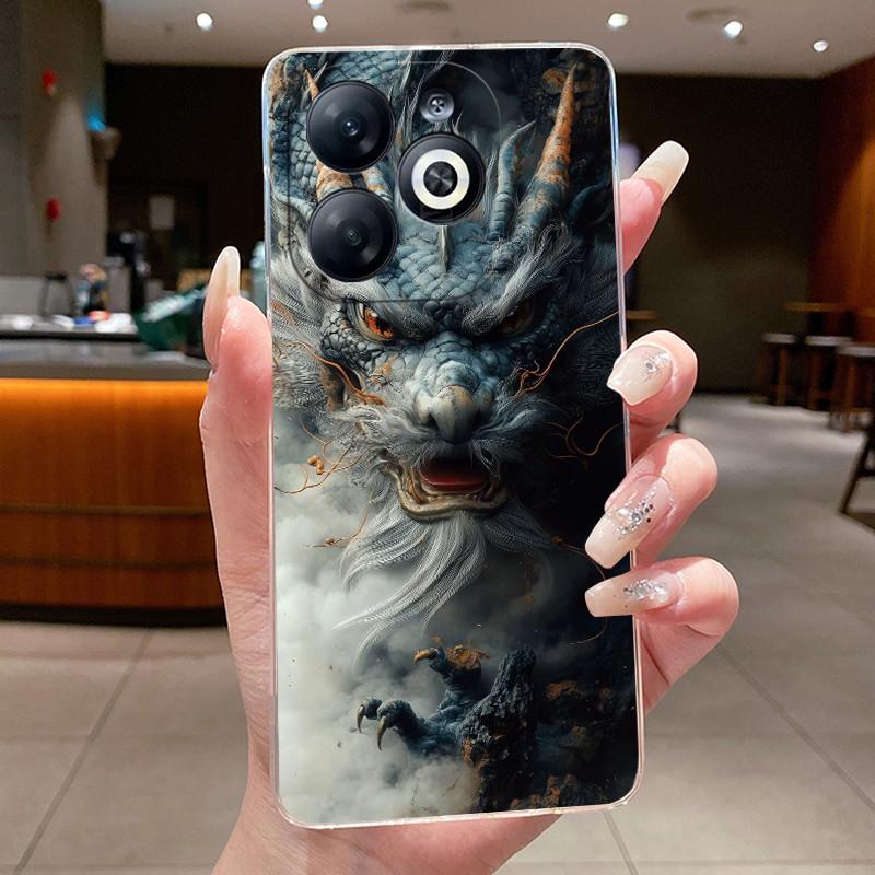 Casing For infinix Smart 8/Smart 8 Pro Luxury Dragon Cute Cool Boys Girls Soft silicone Phone Case Back Cover Transparent Shell
