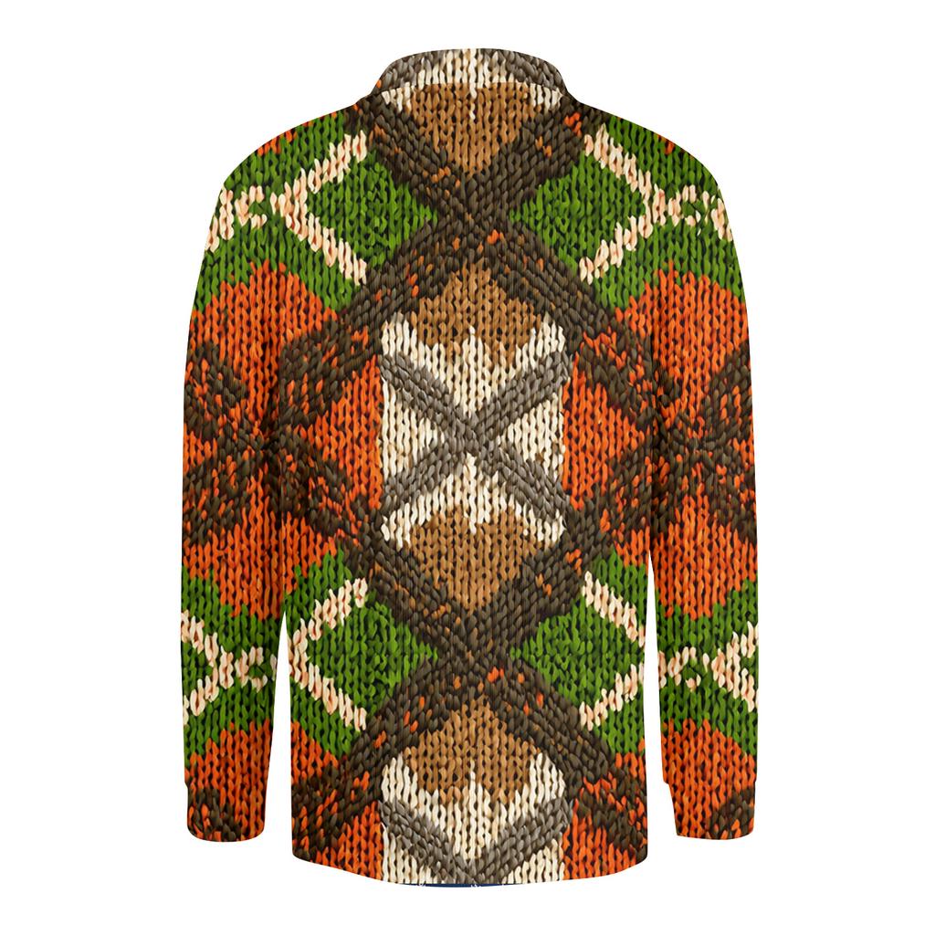 Pánské ležérní pletené základní triko s dlouhým rukávem a límečkem