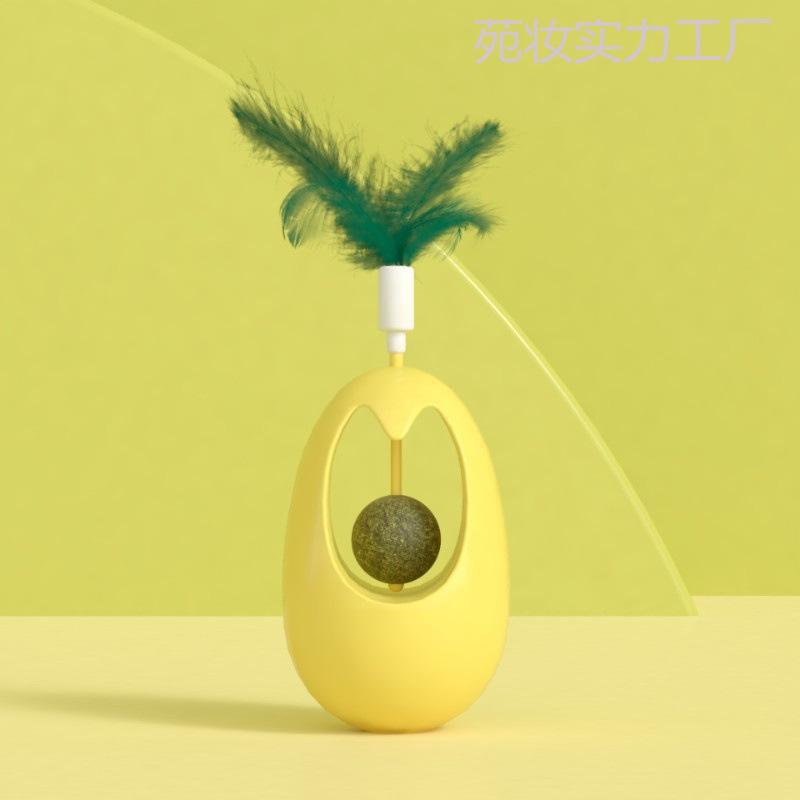 Cat Toy Pendulum Feather Catnip Ball Wobble Puzzle For Cats Playful Indoor Play Home Enrichment For Cat Owners Christmas Gift