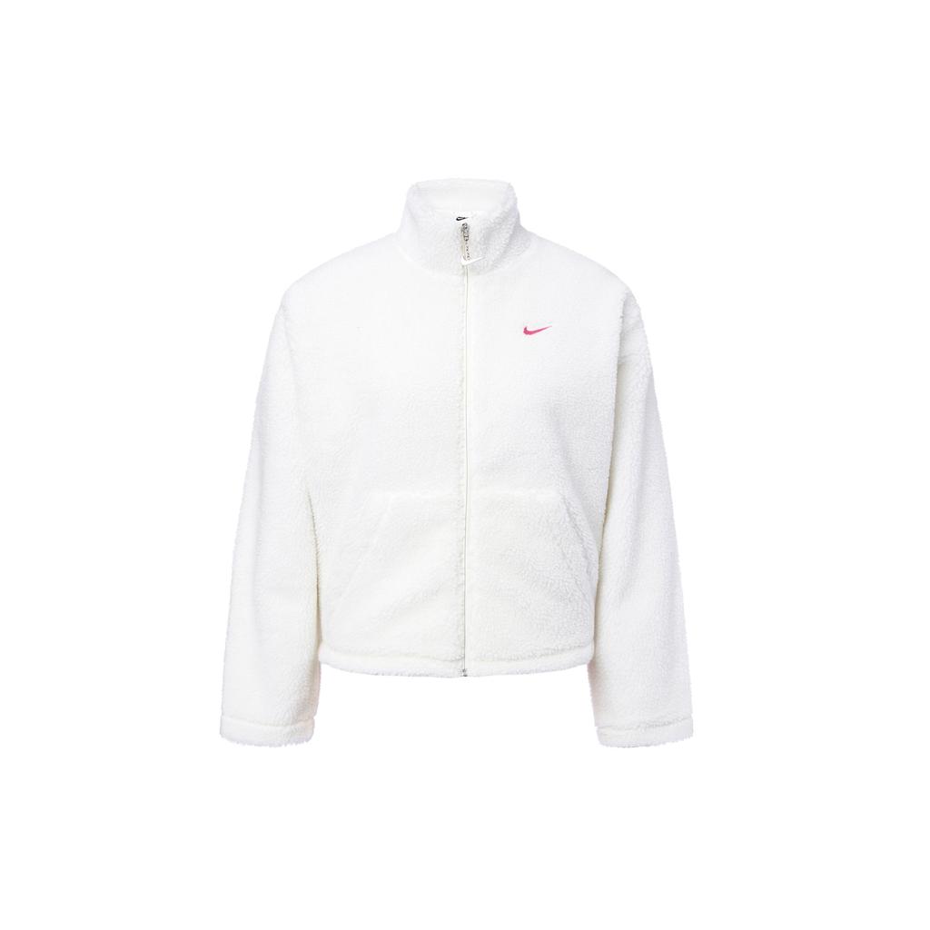 Nike Solid Color Stand Collar Zipper Casual Loose Thick Fleece Jacket Women Jackets Sail-White FV4009-133