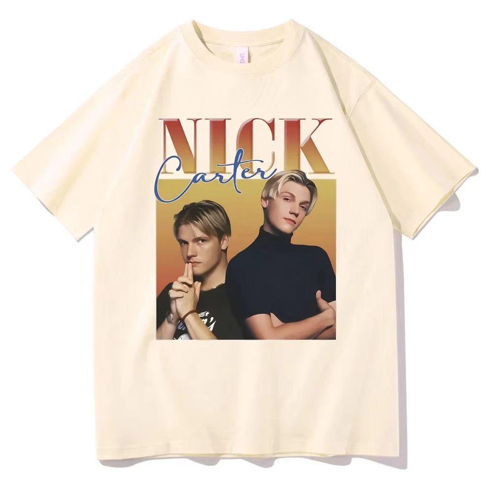 T-shirt Hip Hop Vintage Band Rock Backstreet Boys Nick Carter Stampa T-shirt Stampa Cotone T-shirt Casual Larga Oversize Unisex