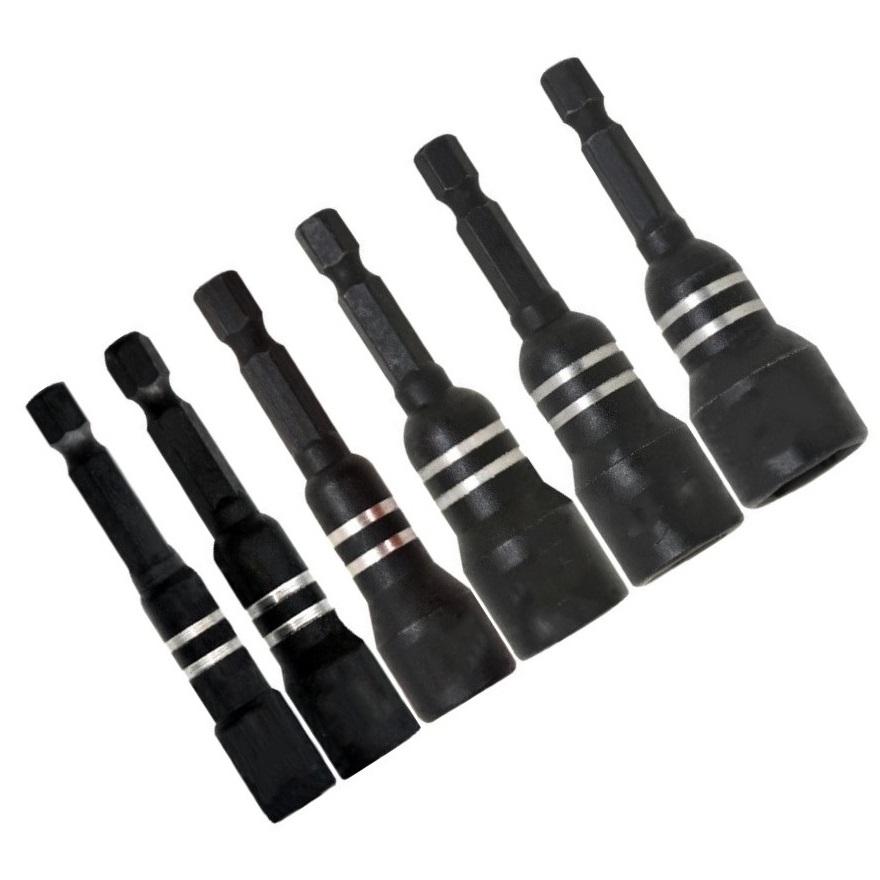 6 Pieces Magnetic Socket Nut Driver Drill Bits with Hex Handle for Professional Machine Repair Household DIY and Auto Parts