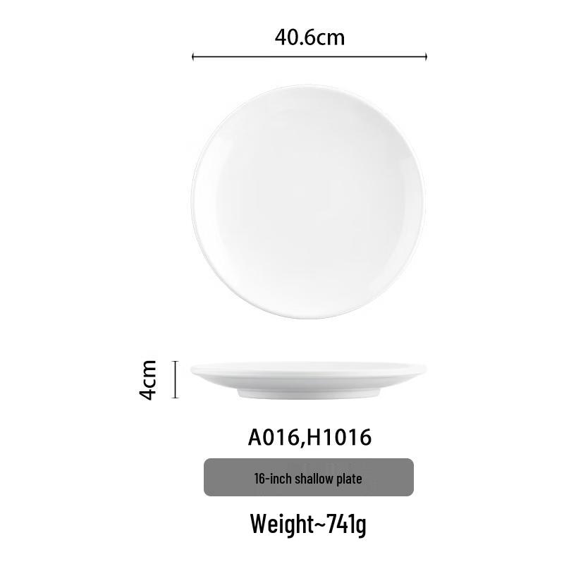 Handon 16-inch White Melamine Shallow Buffet Plate