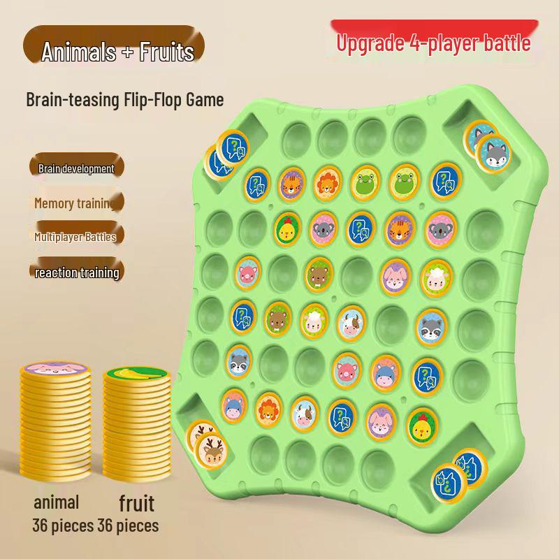 Children's Animal Battle Flip Chess Puzzle - Observation & Concentration Training Toy