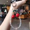 Korea Cherry Acrylic Beaded Phone Charm StrapDesign Mobile Chain Korean Fashion Cellphone Lanyard Keychain Bag Earphones Pendant