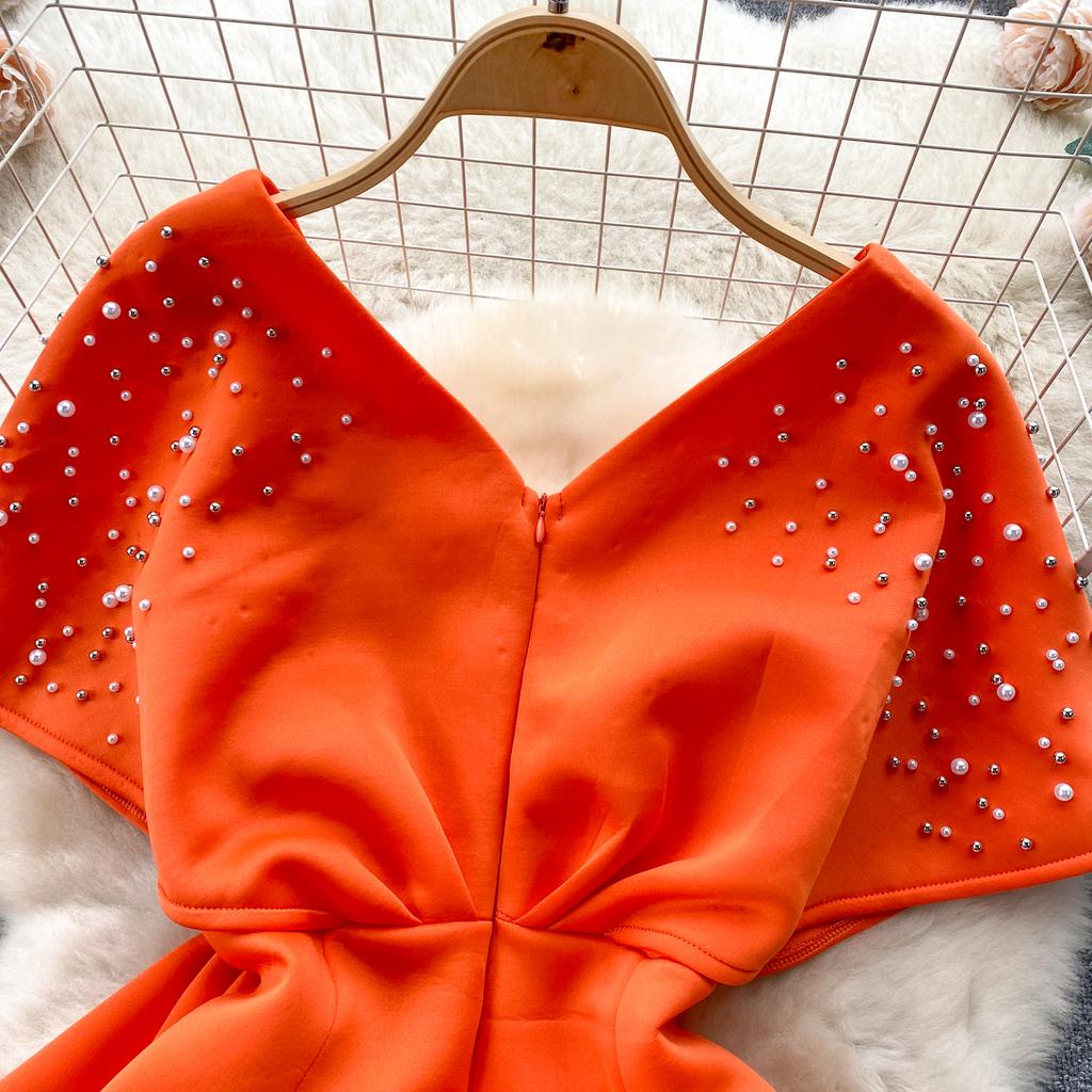 Luxus V-Ausschnitt Elegante Designerkleider Pailletten Party Abendkleid Frauen Bodycon Y2k Midi Perlen