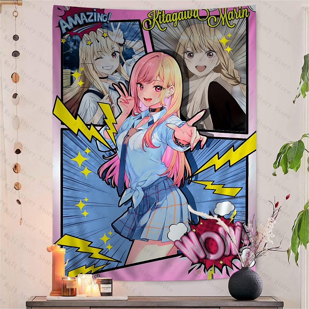 Anime My DressUp Darling Tapestry Hippie Flower Wall Carpets Hippie Wall Hanging for Dorm Living Room Rental House Decor