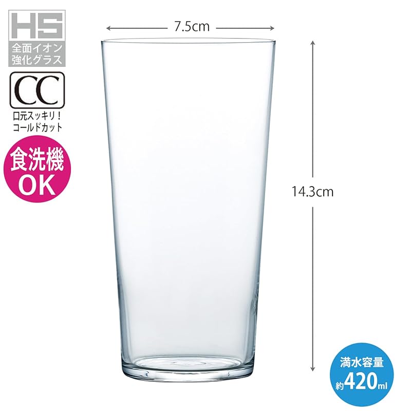 Toyo Sasaki Glass Usurai Tumbler 420ml HS Hard Strong HS Platinum Fully Ion-Strengthened Glass High Durability Safety-Focused Design Scratch Resistant