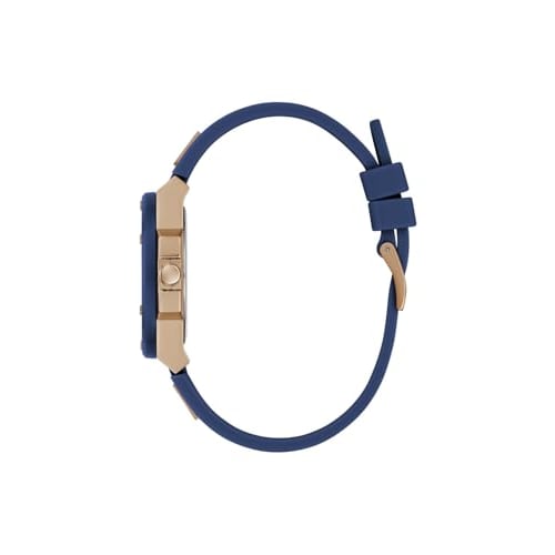 Guess Watches Women's 38mm Analog Stainless Steel Watch with Blue Silicone Strap, Officially Imported