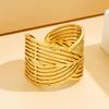 Elegant Retro Hollow Geometric Ring - Heavy Metal Feel, Open Titanium Steel Jewelry