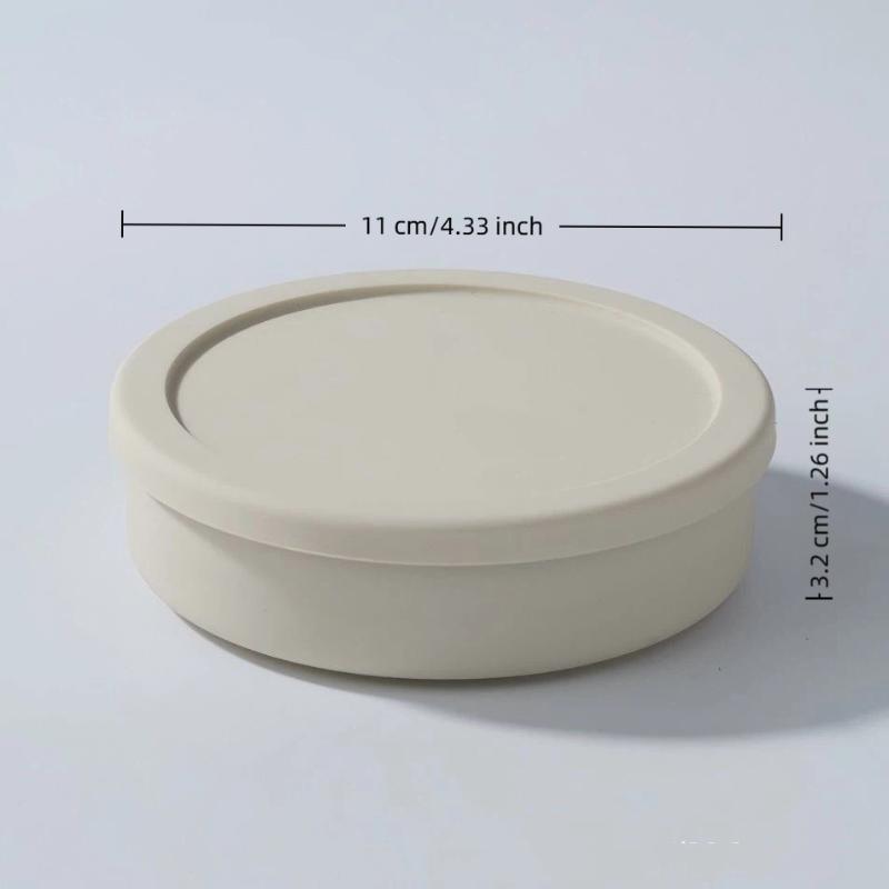 

Microwave Heated Circular Beef Patty Silicone Lunch Box Fresh-Keeping Snack Salad Bento Box Eco-Friendly Kitchenware бежевый