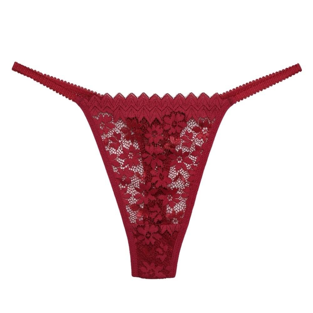 Low Waist Lace Flower Briefs Mesh T-Back Panties Comfortable Lace Thong Women  Daily Wear