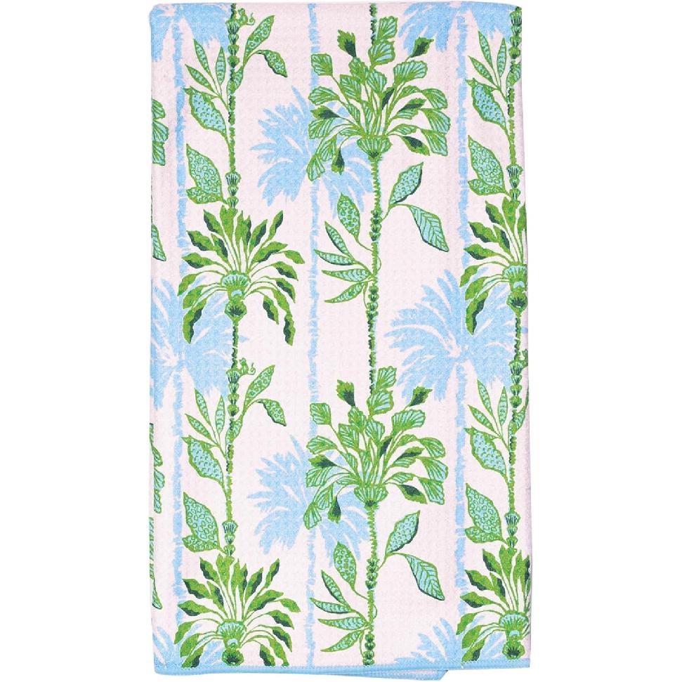 Lilly Pulitzer Microfiber Tea Towel, Waffle Check Decorative Cloth with Hanging Loop (Swayin in The Breeze)