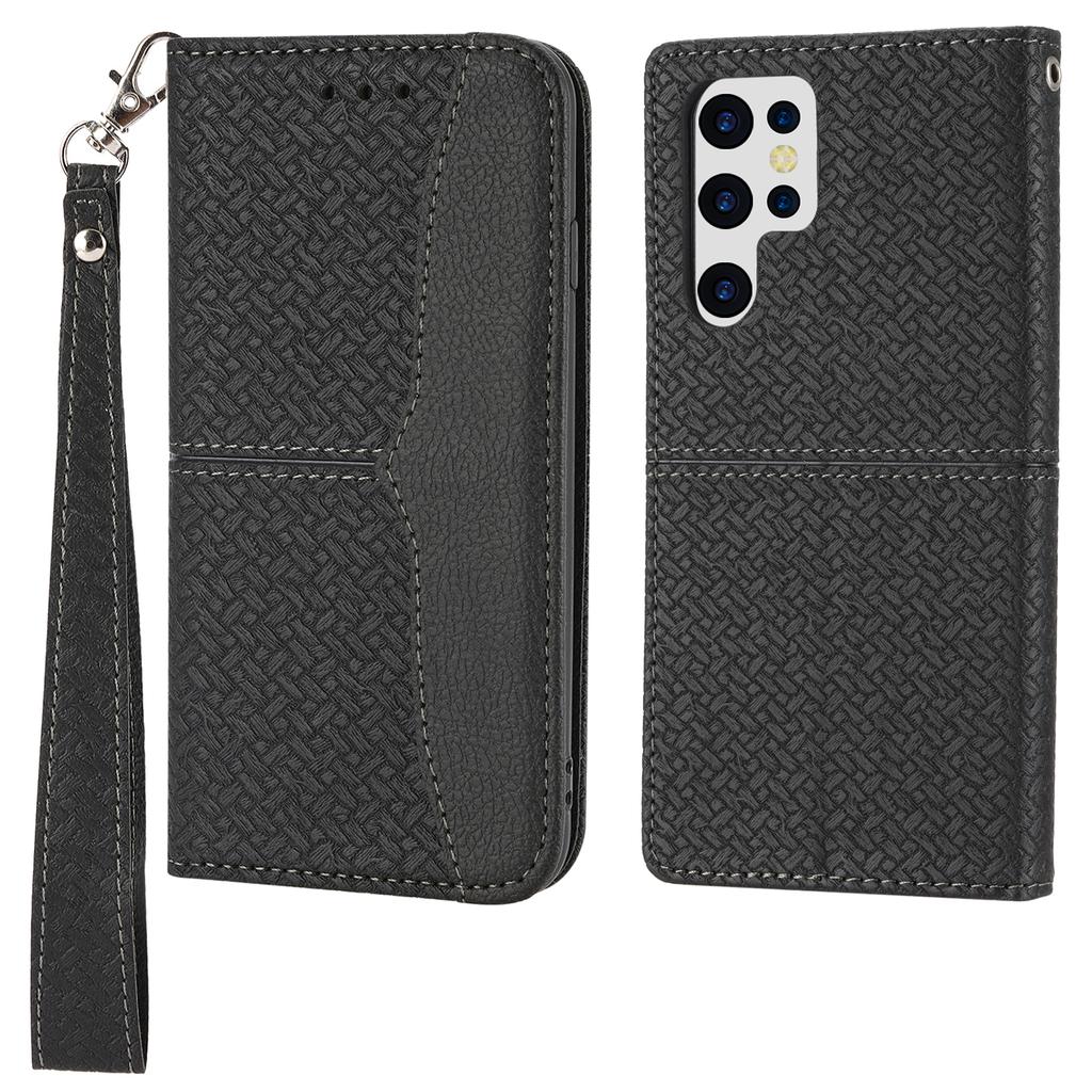 For Samsung Galaxy S25 Ultra Case Woven Texture PU Leather Wallet Phone Cover