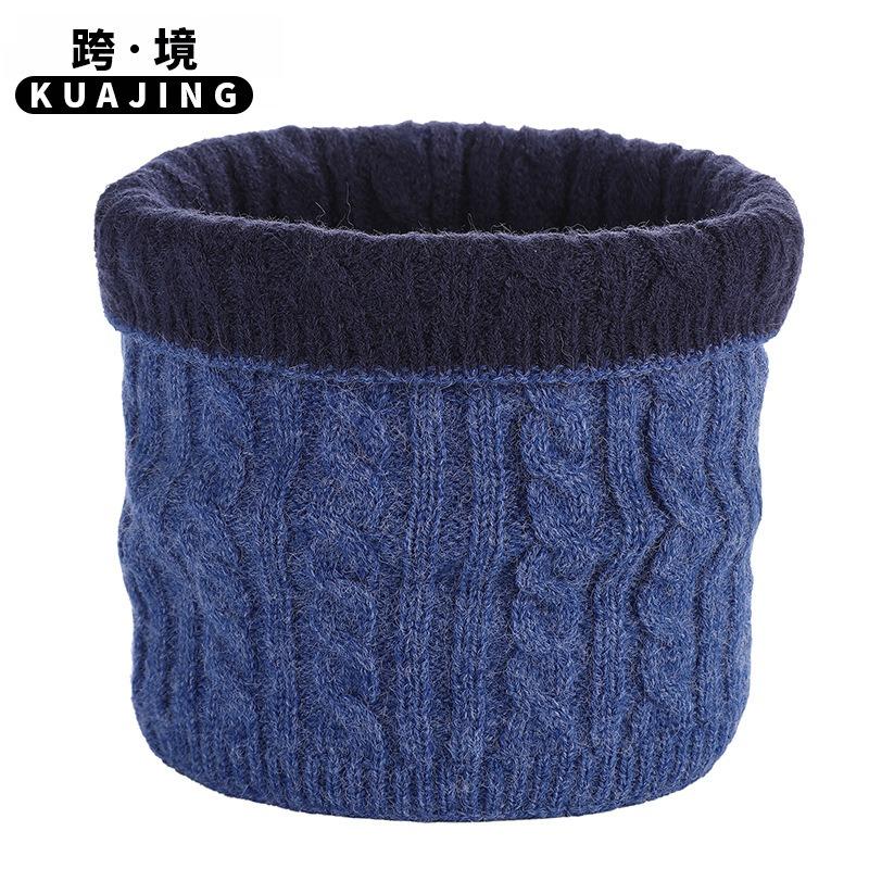 Winter solid color warm scarf double-sided twist fashion neck cover women's scarf knitted wool elastic single ring pullover hat