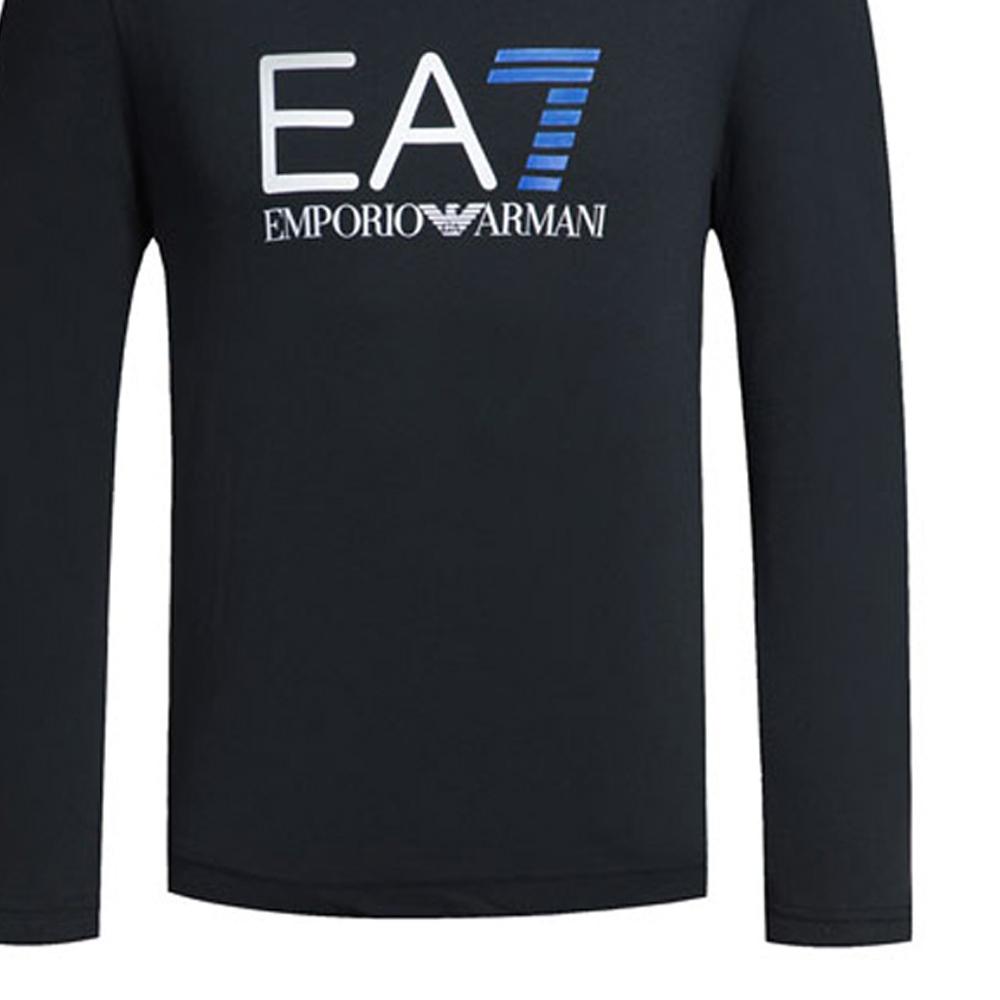 Emporio Armani EA7 SS22 Letter Logo Printed Pullover Crew Neck Long Sleeve Sweatshirt Men Sweatshirt Black 6YPTC1-PJH7Z-1200