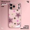 Sparkling Pink Star Tempered Glass Phone Case for iPhone 17 16 Pro Max 15 14 Plus 11 12 13 Pro Max 16E 17Air Protection Cover