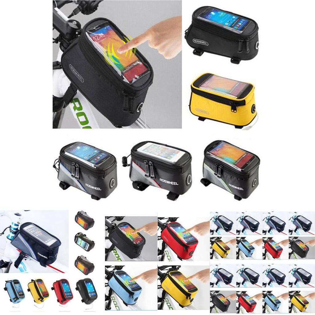 Durable Waterproof Cycling Bike Frame Pannier Bag With Touch Screen Phone Holder